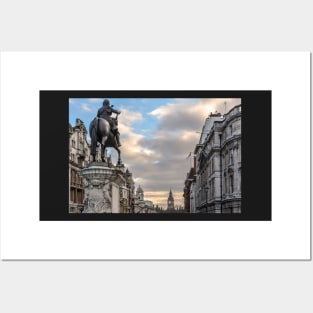 Statue of Charles I and Big Ben Posters and Art